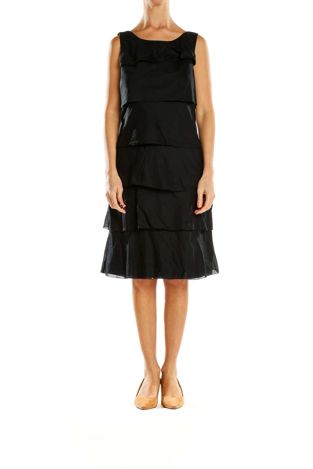 Black Tiered Sleeveless Cocktail Dress Black Tiered Sleeveless Cocktail Dress