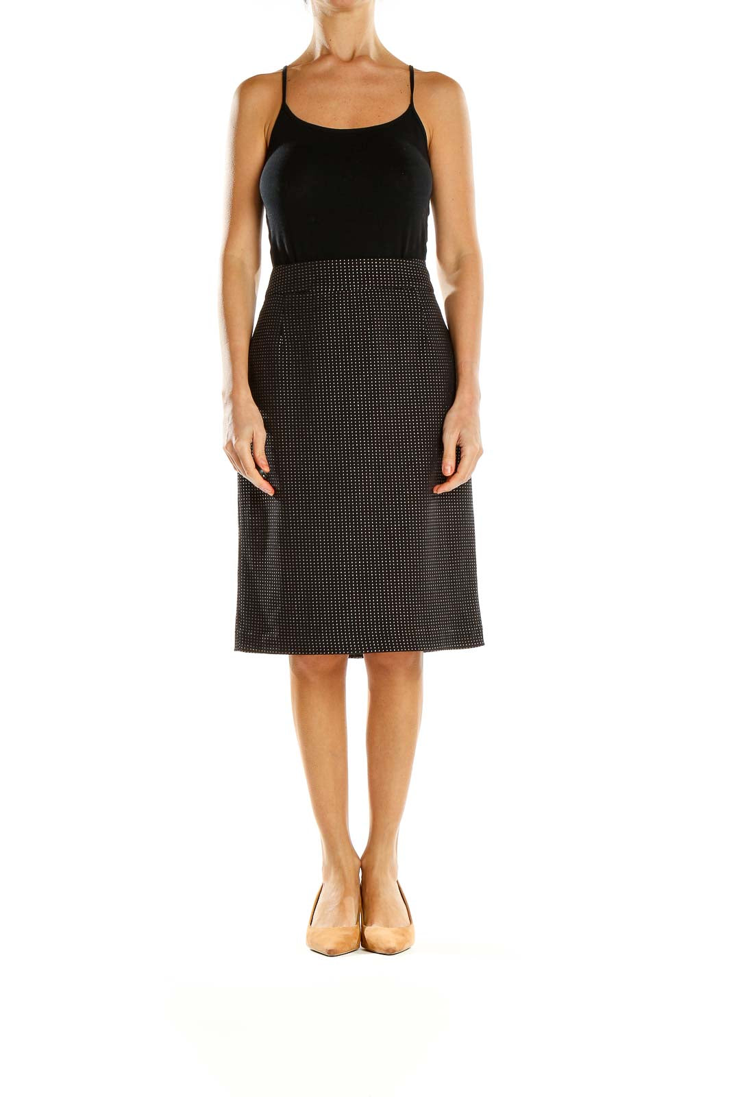 Black Polka Dot Classic Pencil Skirt