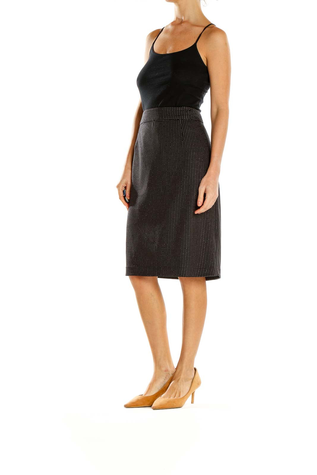 Black Polka Dot Classic Pencil Skirt