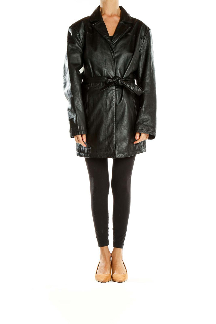 Black Leather Trench Jacket