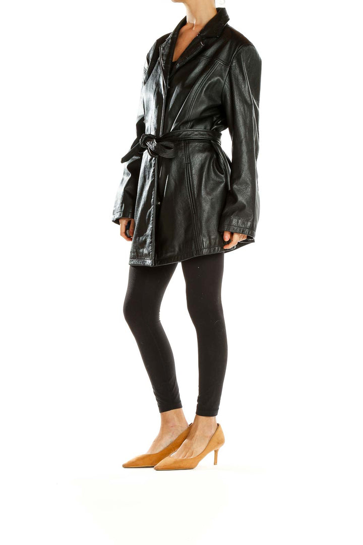 Black Leather Trench Jacket