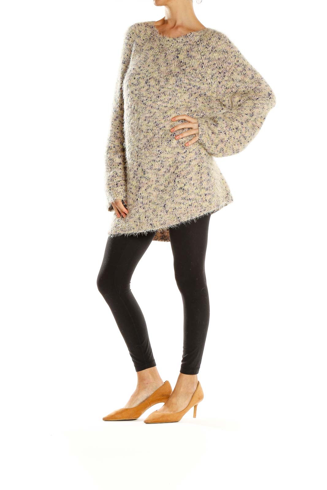 Beige Textured All Day Wear Sweater