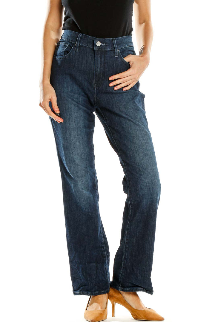 Blue Straight Leg Jeans