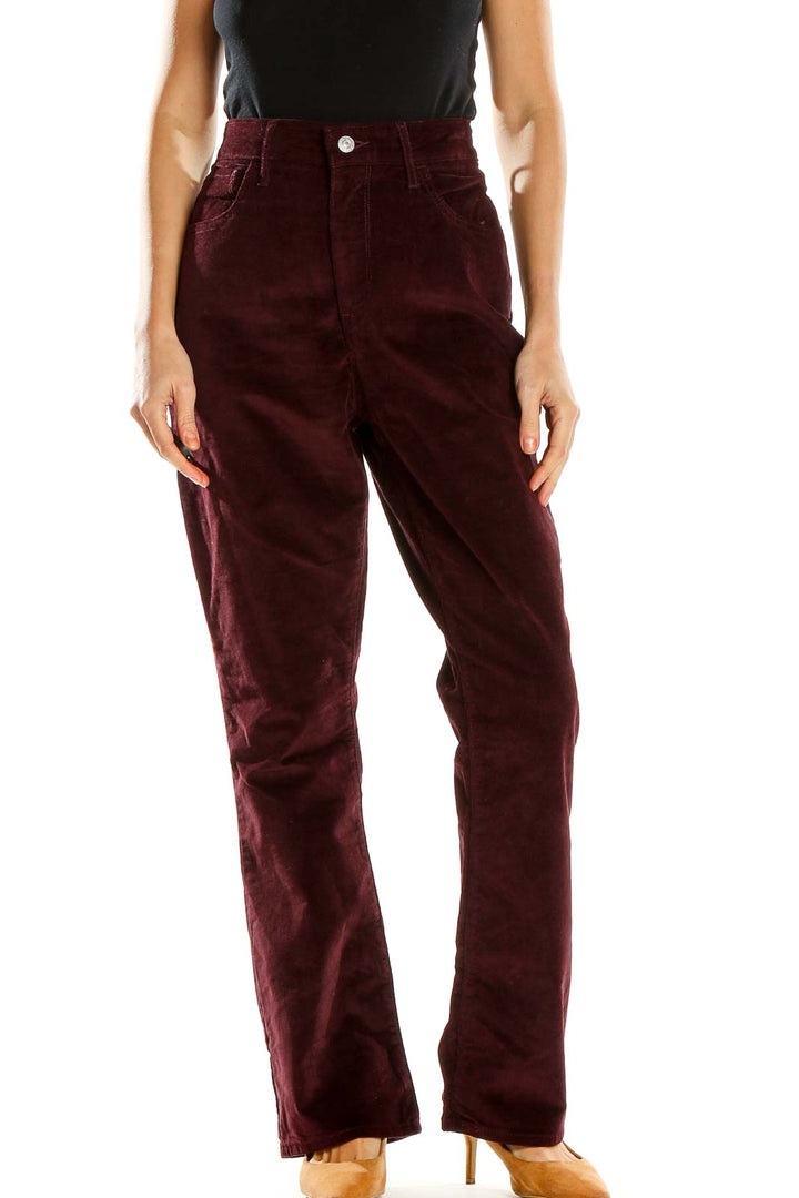 Purple Corduroy All Day Wear Straight Leg Pants