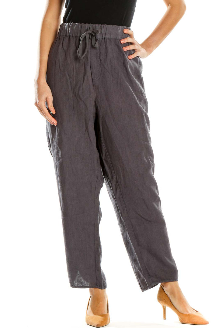 Gray All Day Wear Linen Pants