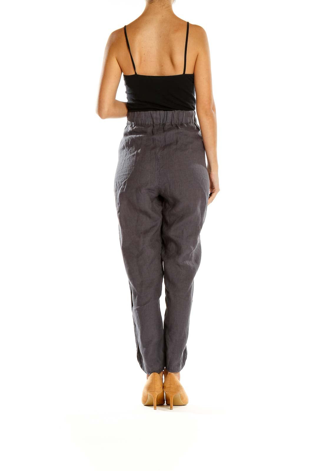 Gray All Day Wear Linen Pants