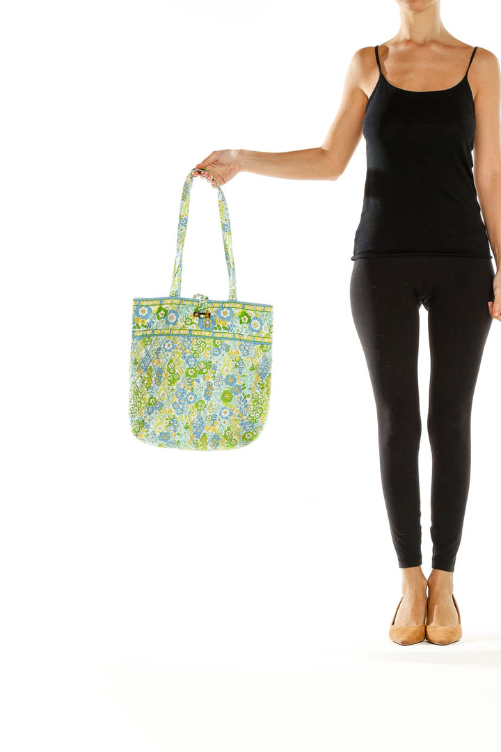 Multicolor Quilted Floral Print Tote Bag