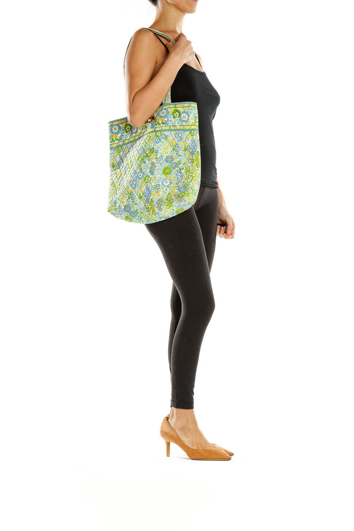 Multicolor Quilted Floral Print Tote Bag