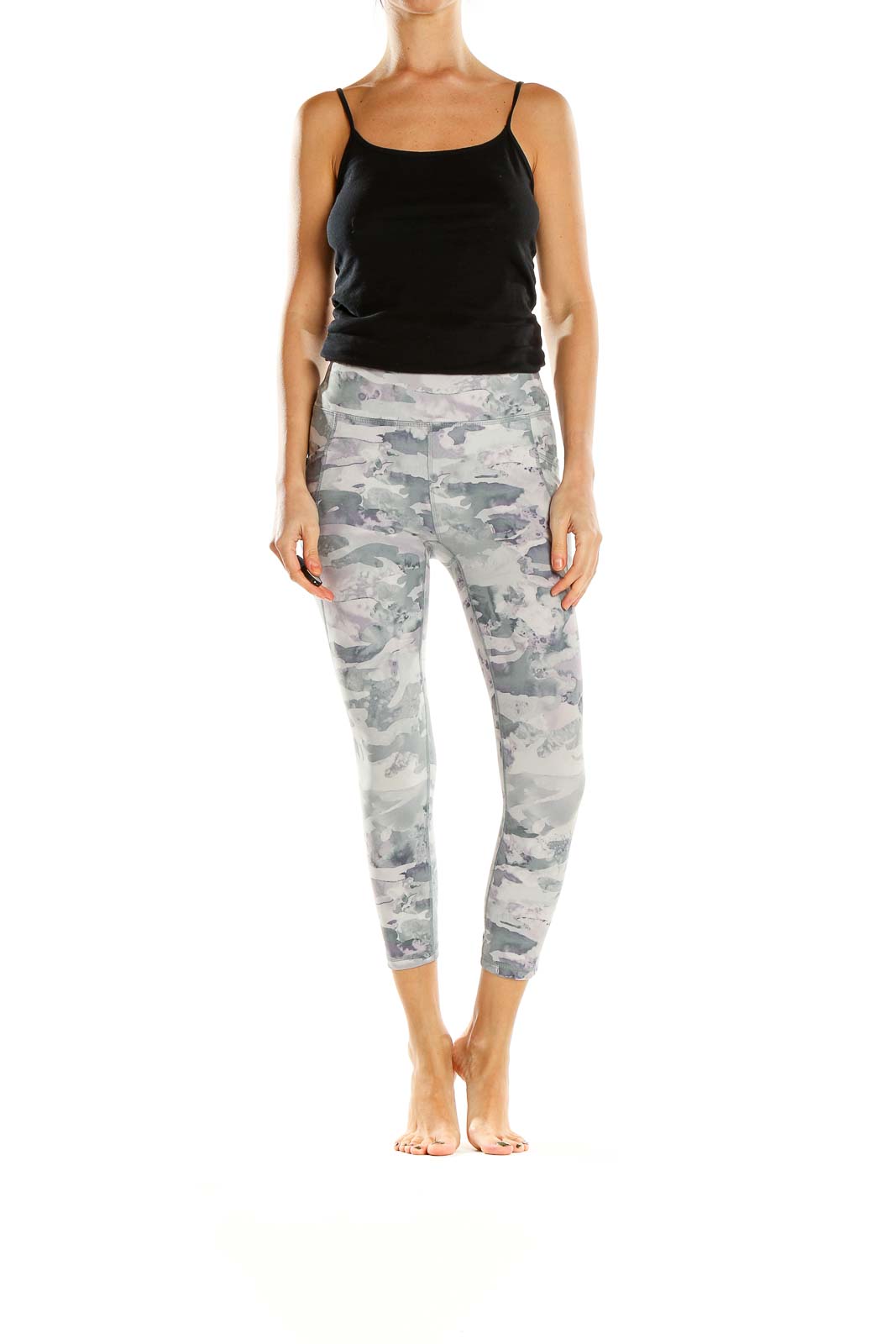 Gray Printed Activewear Leggings