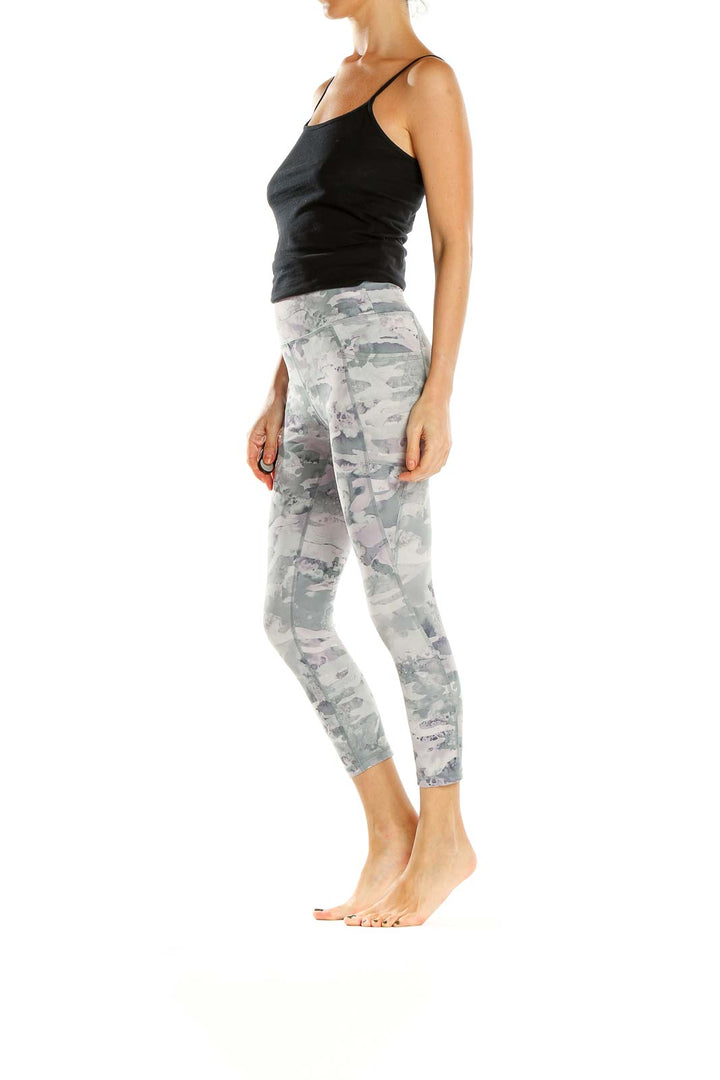 Gray Printed Activewear Leggings