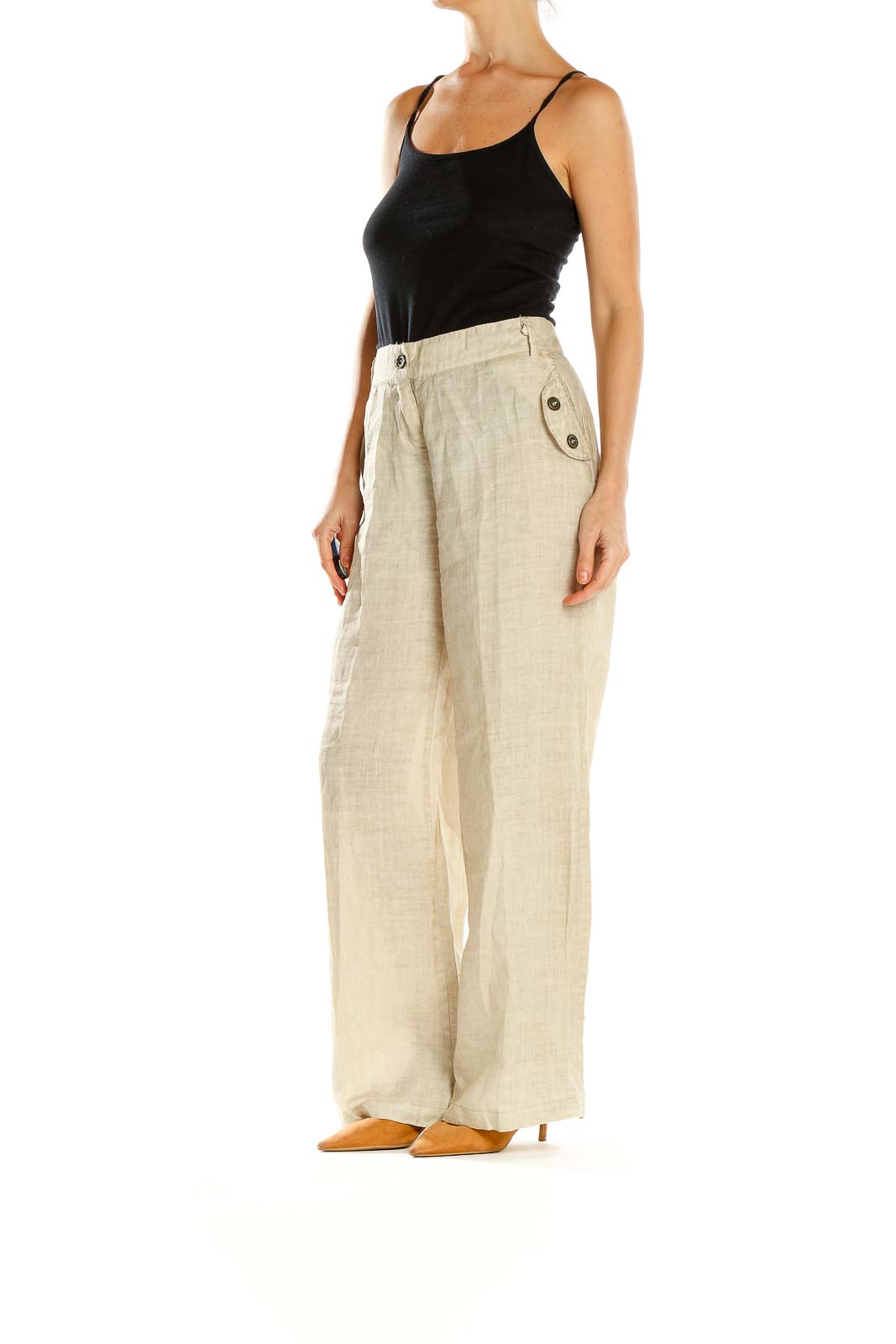 Beige Casual Pants