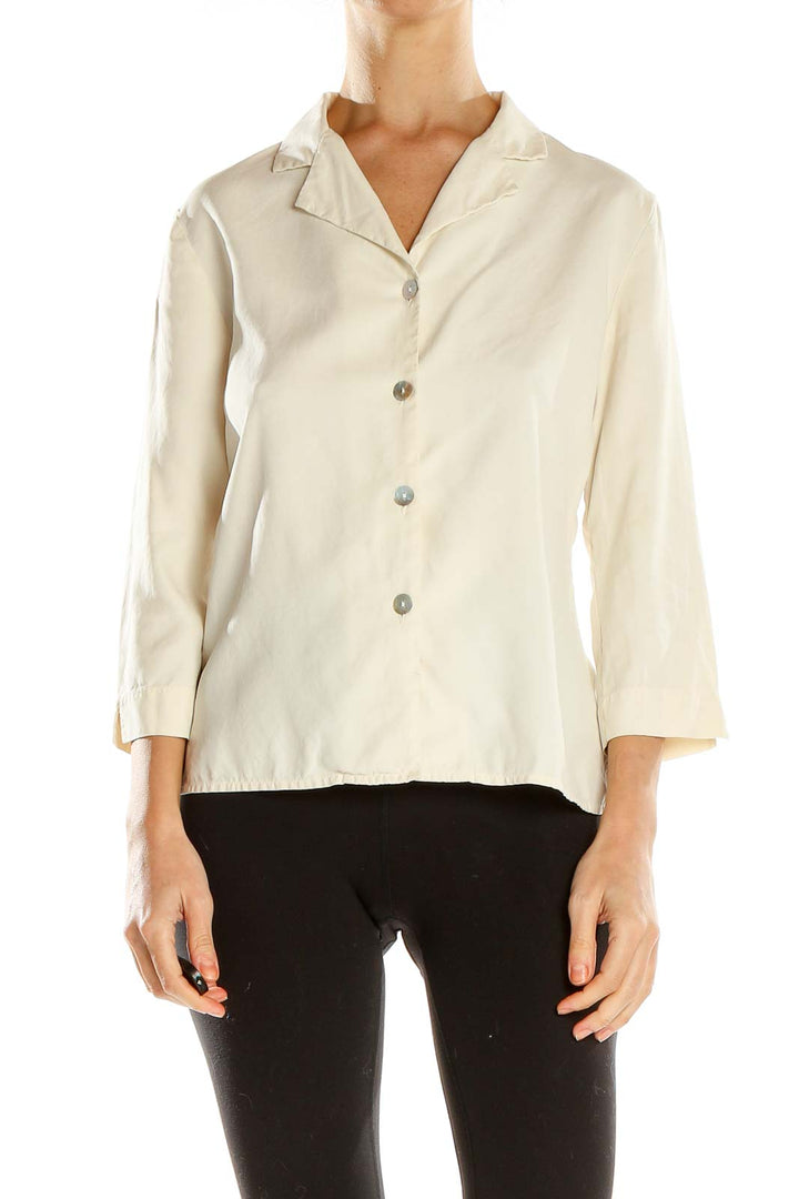 Beige Silk Formal Top