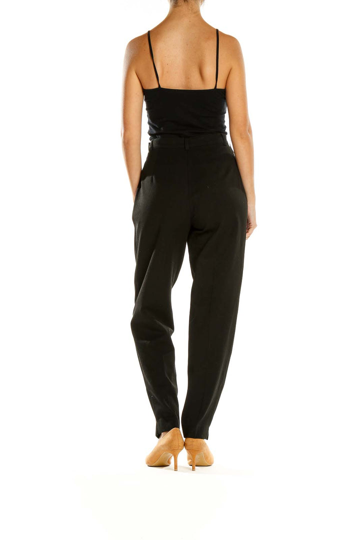 Black Textured Classic Trousers