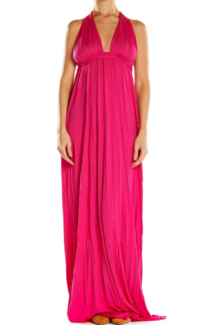 Pink Halter Cocktail Column Dress