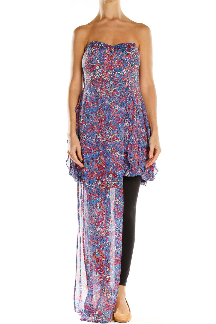 Multicolor Printed High Low Retro Dress