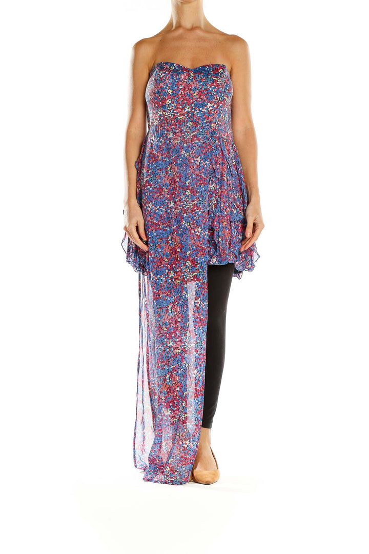 Multicolor Printed High Low Retro Dress