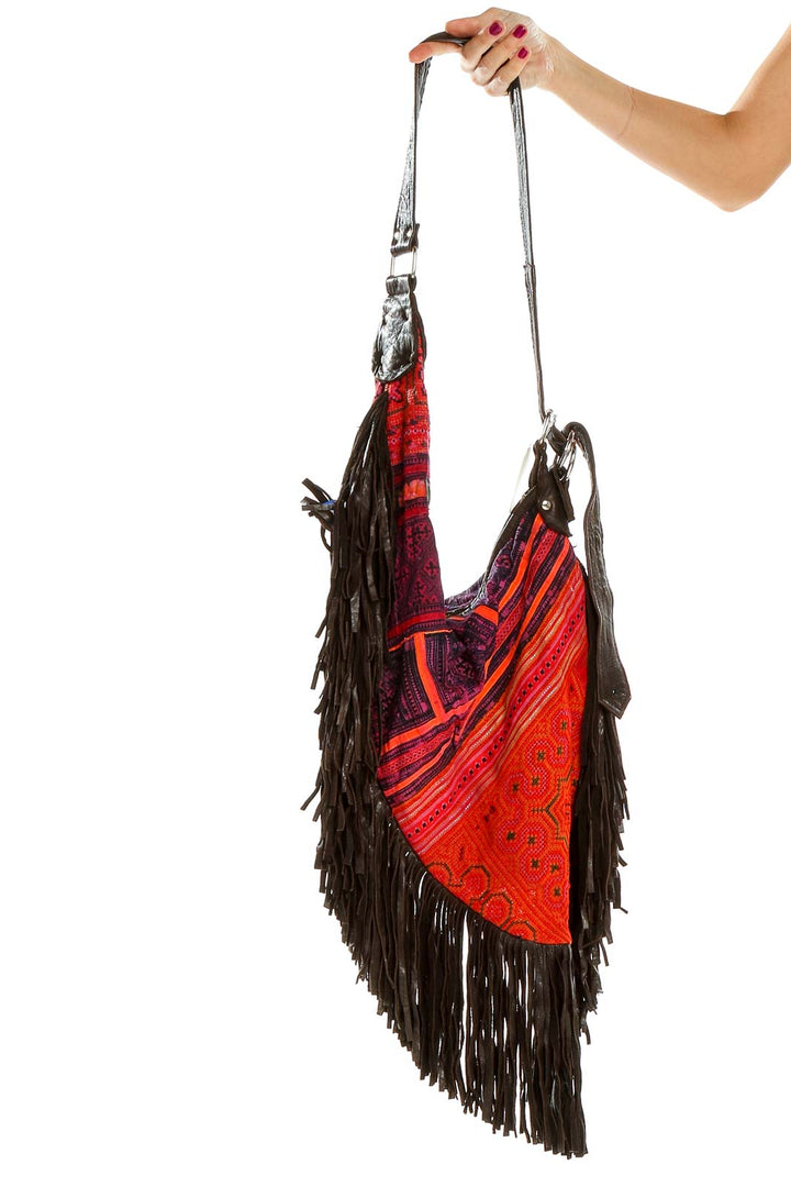 Red Bohemian Fringe Hobo Bag