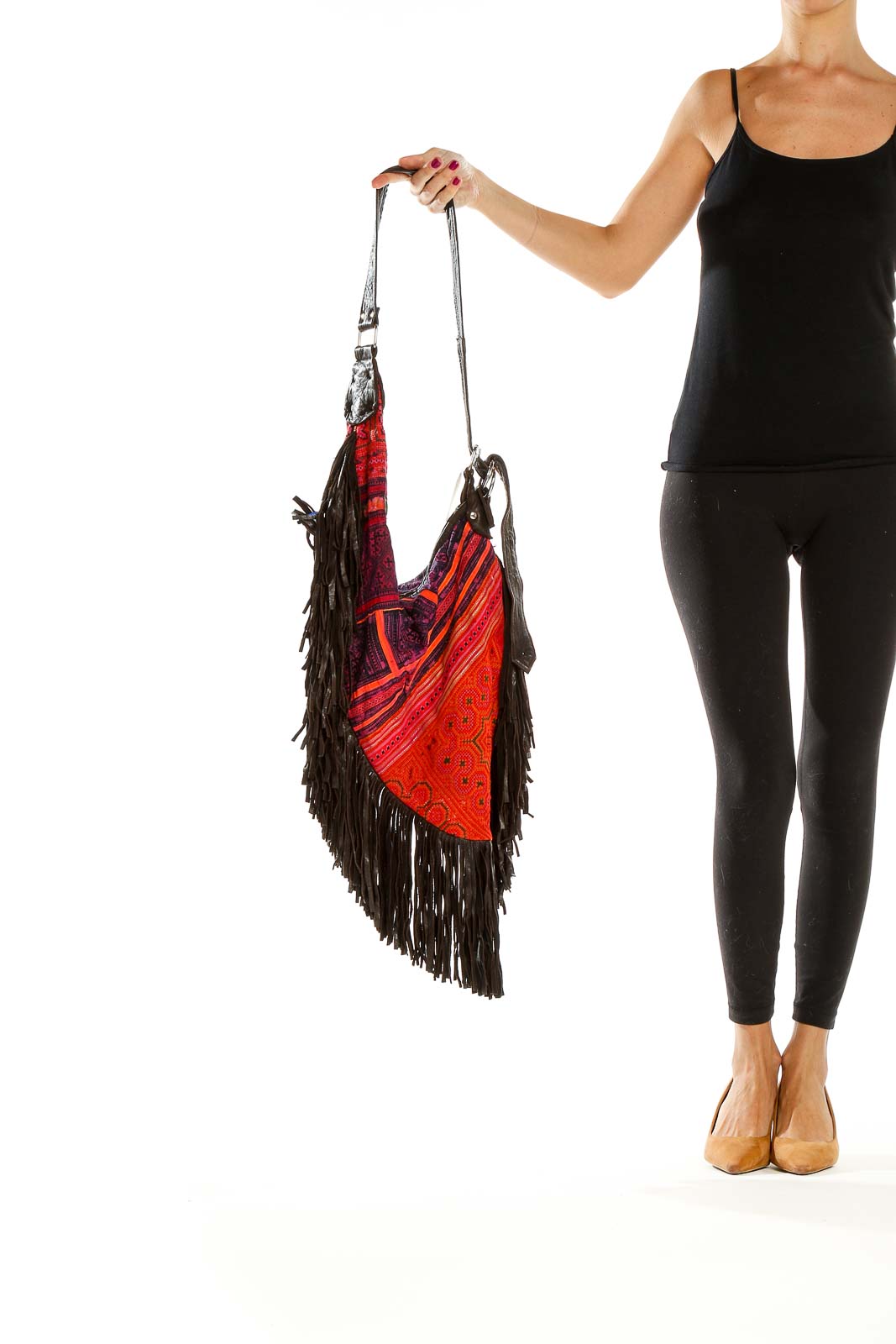 Red Bohemian Fringe Hobo Bag