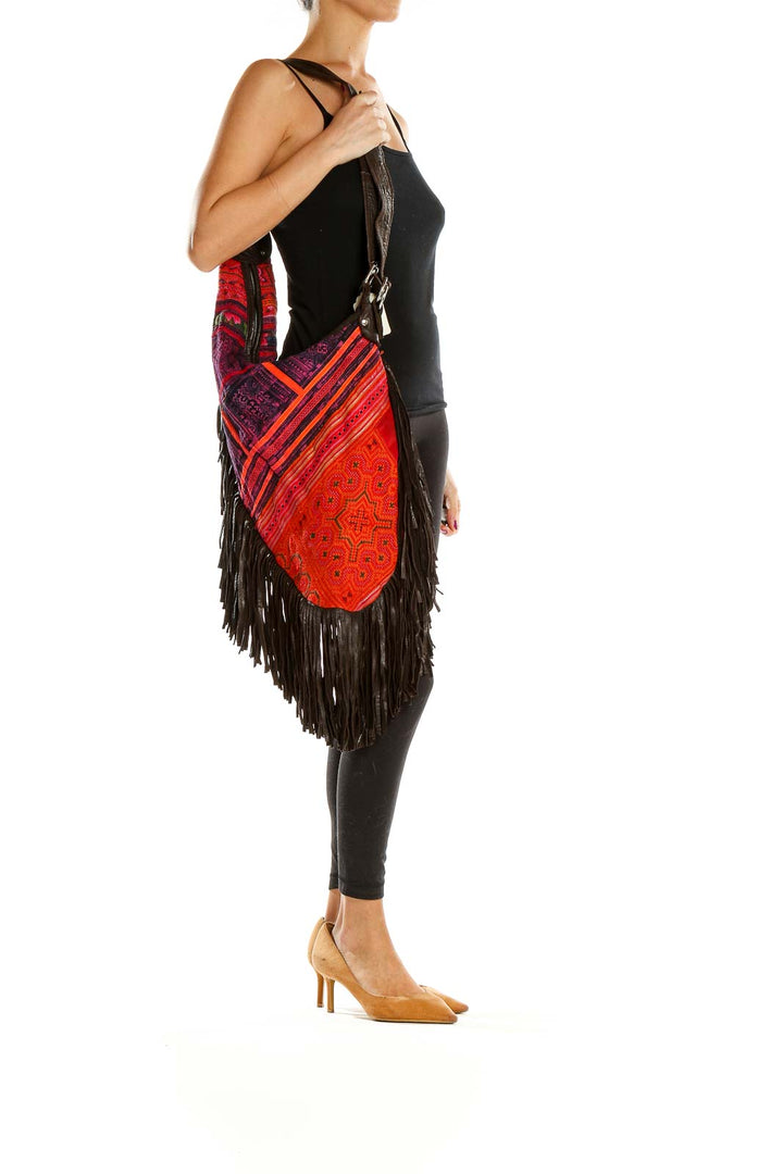 Red Bohemian Fringe Hobo Bag