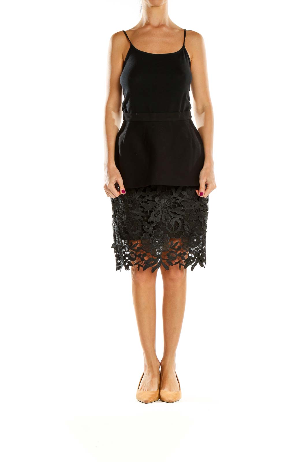 Black Lace Chic Pencil Skirt