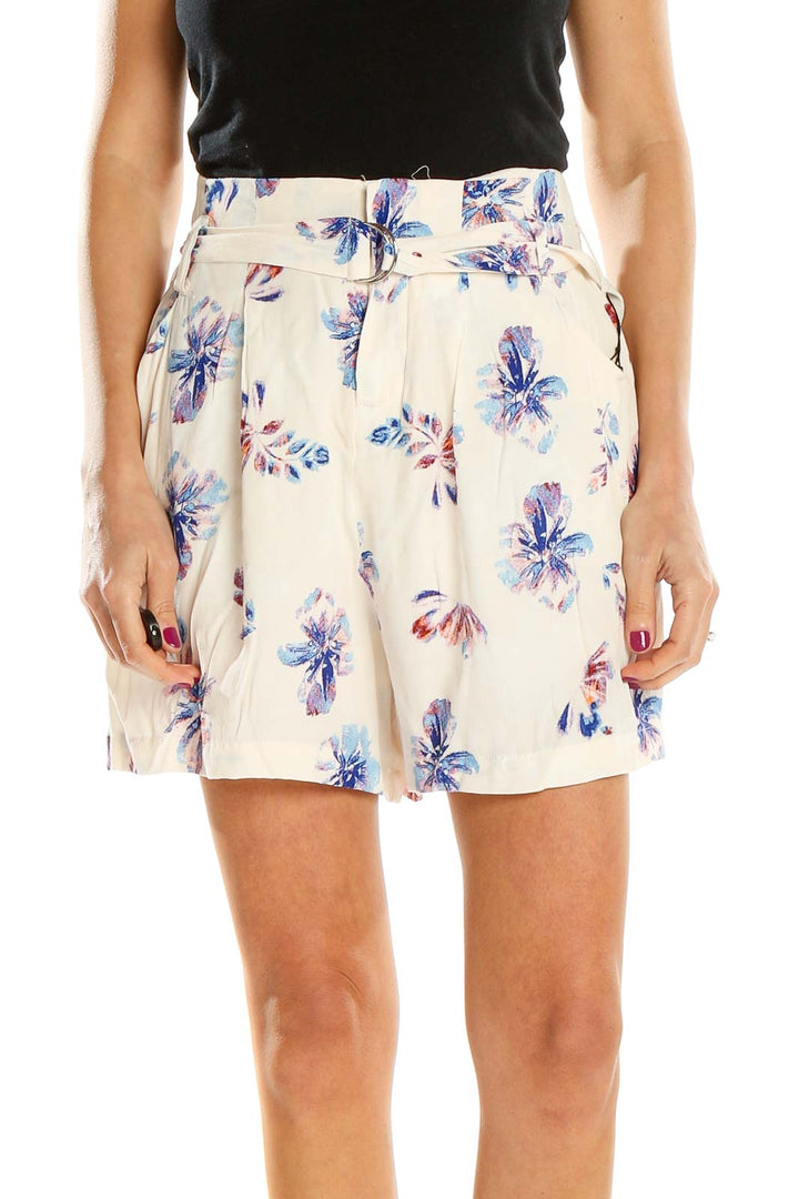 White Floral Print Chic Shorts