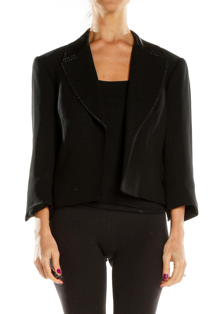 Black Sequin Trim Blazer