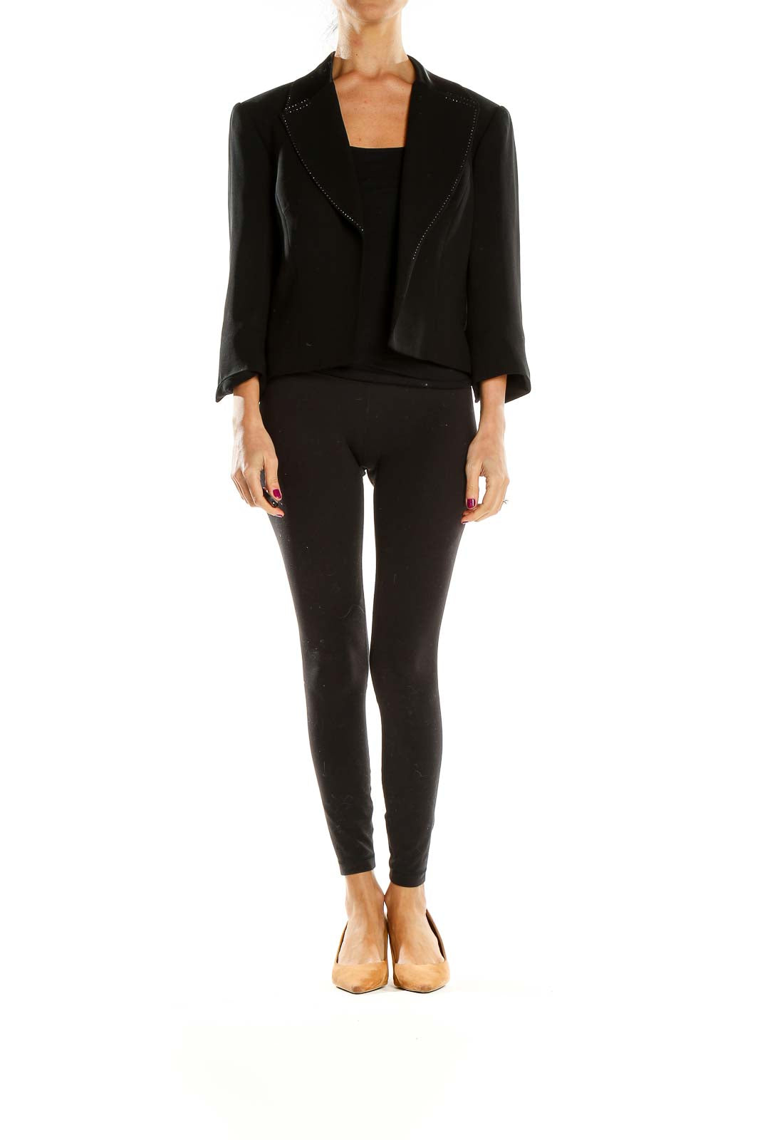 Black Sequin Trim Blazer