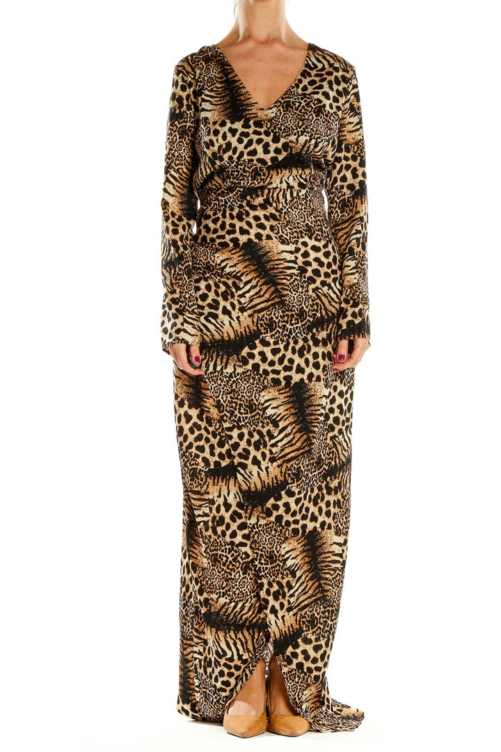 Brown Animal Print Column Dress