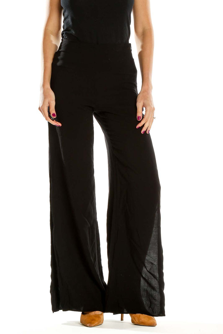 Black Slit Wide Leg Pants