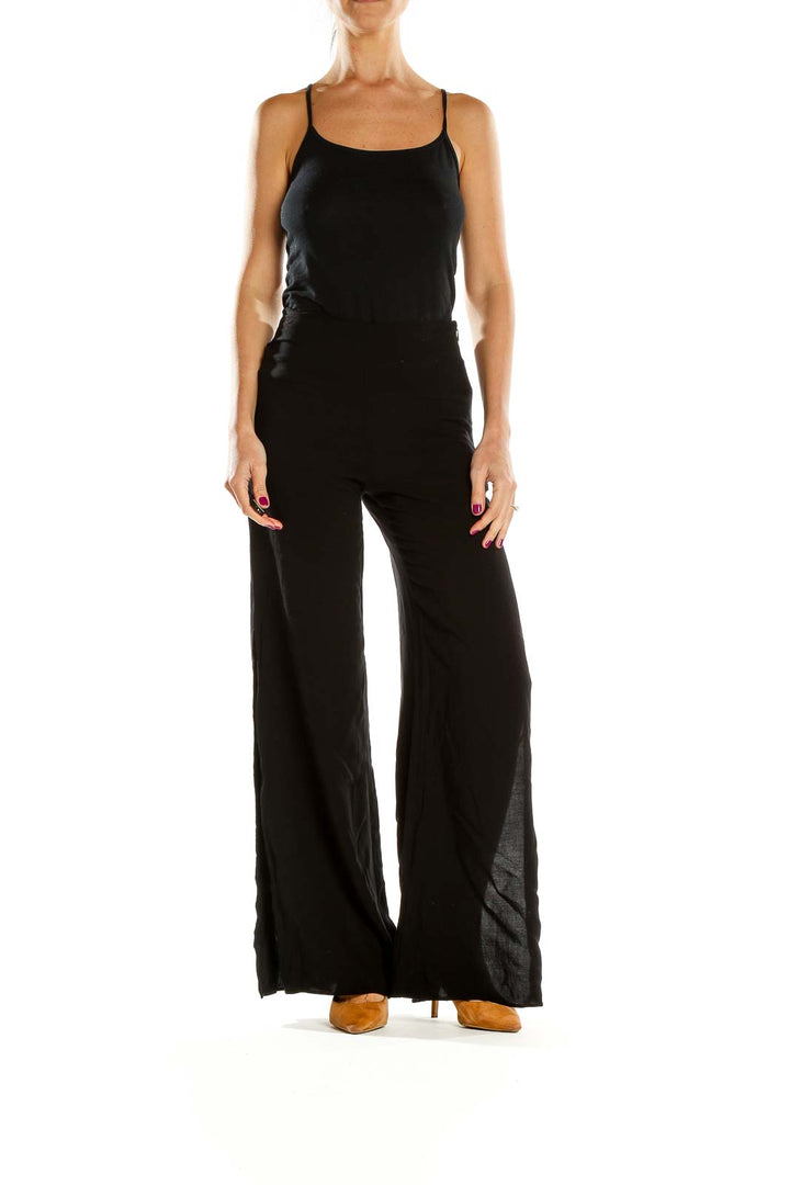 Black Slit Wide Leg Pants