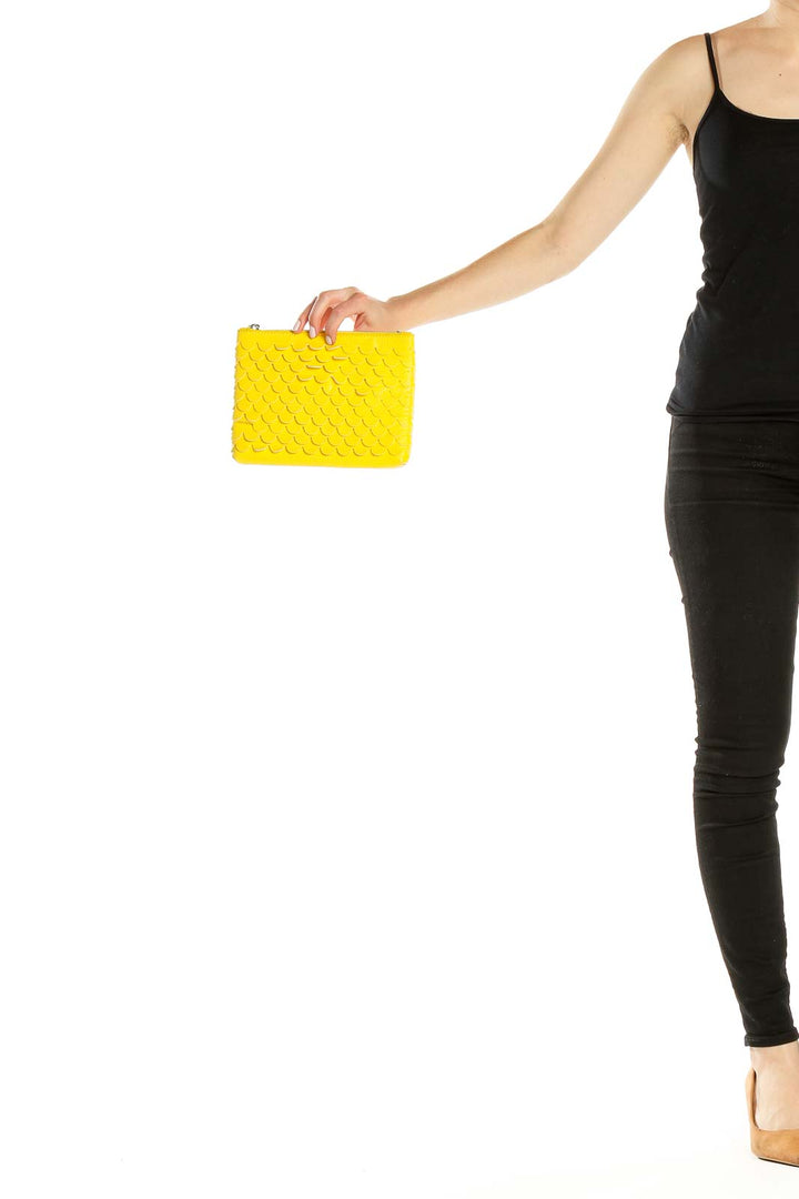 Yellow Ruffle Clutch Bag