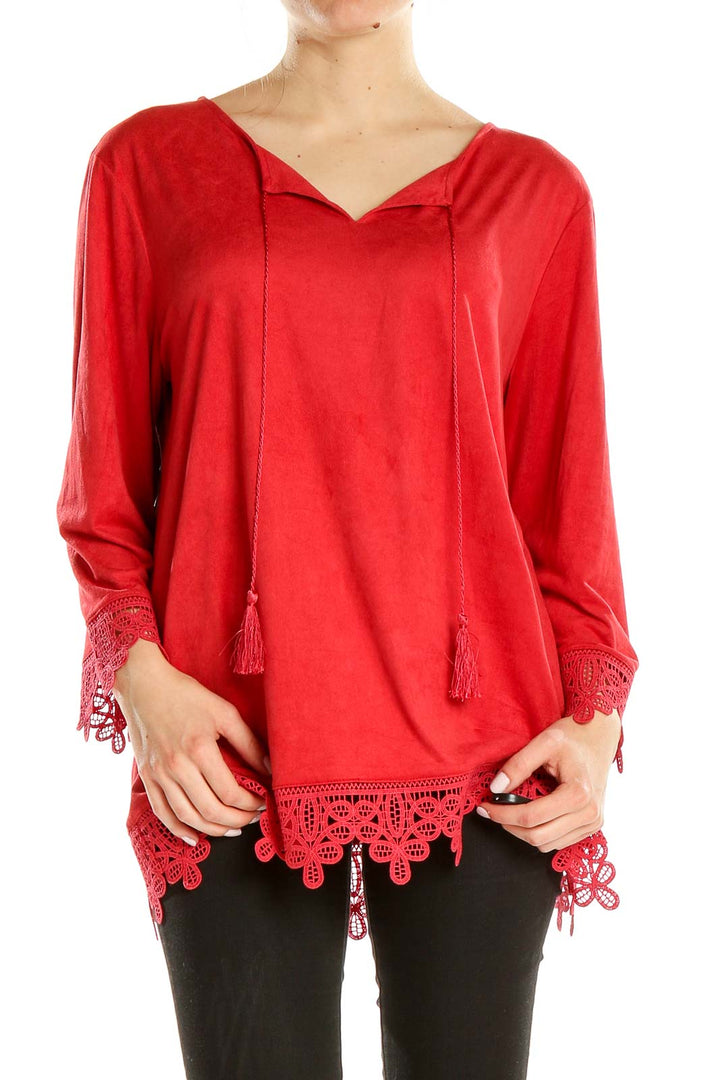 Red Lace Trim Top