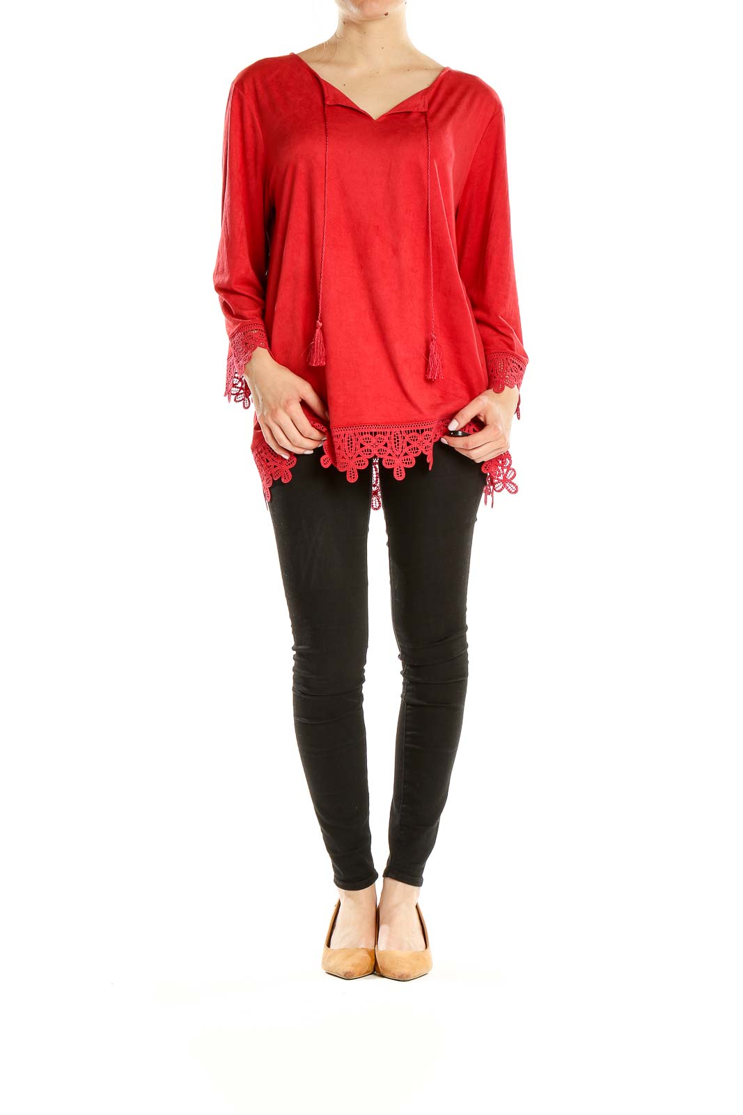 Red Lace Trim Top