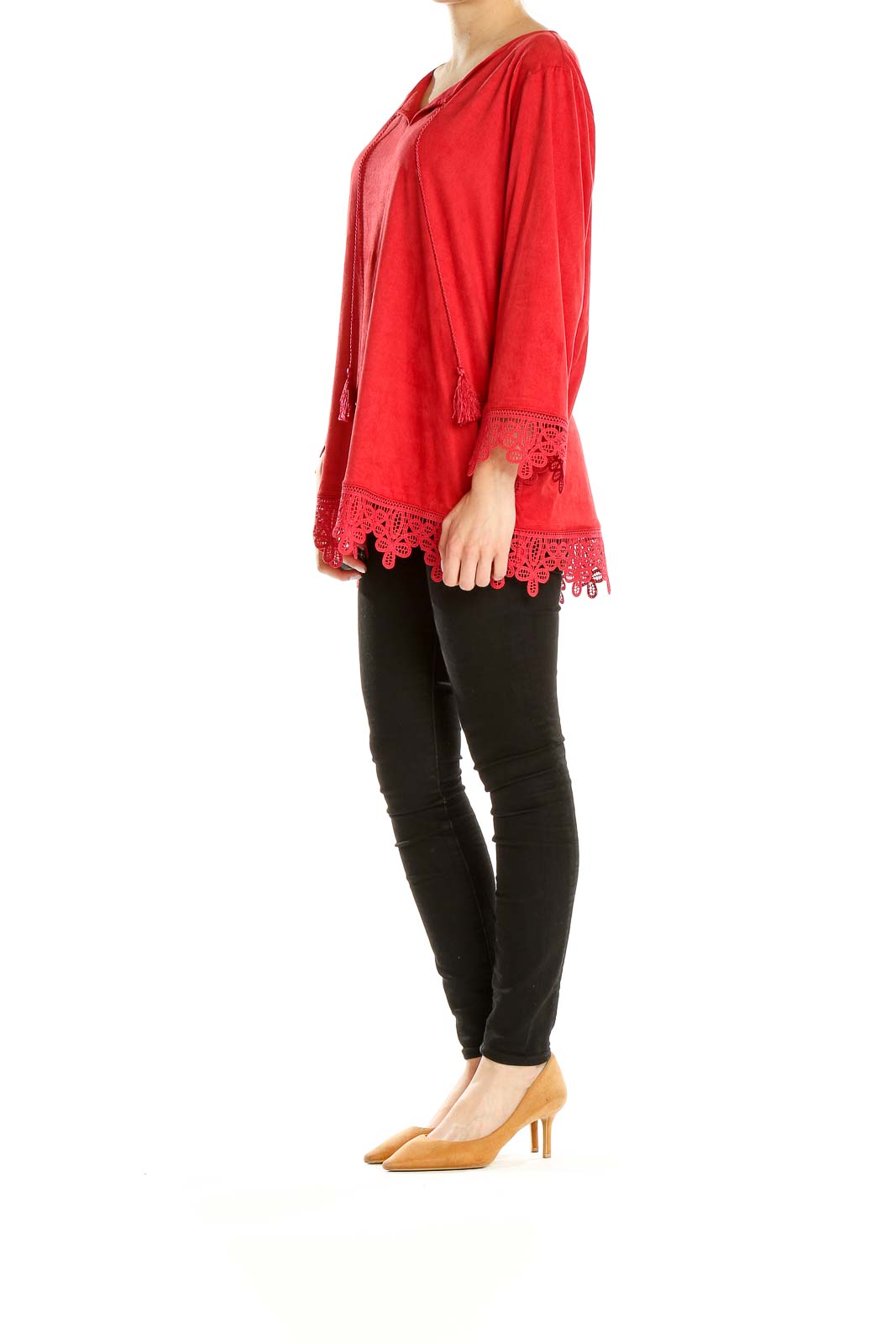 Red Lace Trim Top