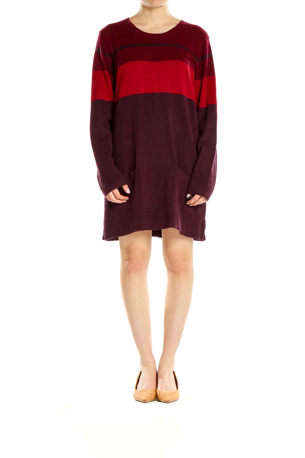 Purple Colorblock Sweater Dress