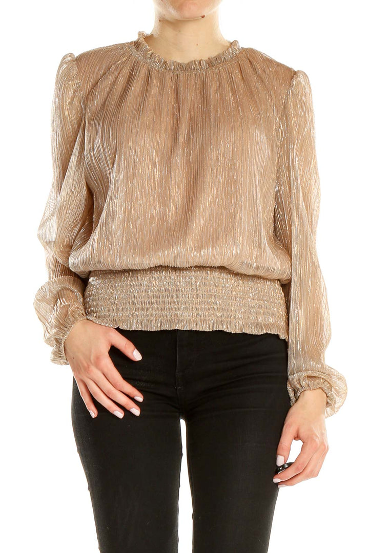 Beige Shimmer Holiday Blouse