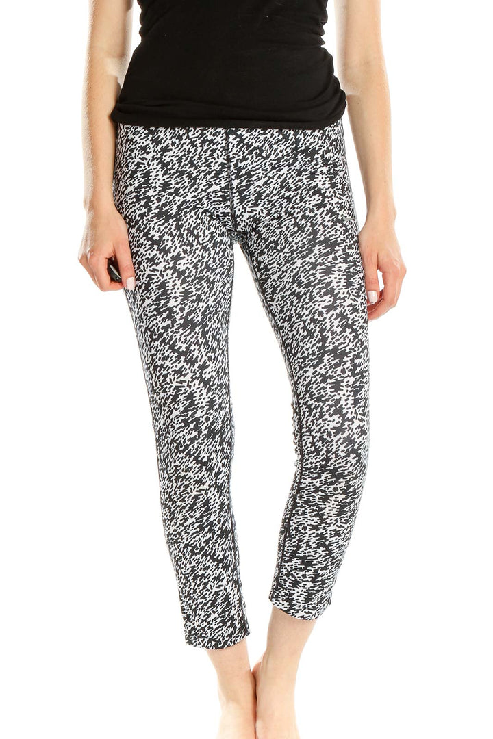 Black White Printed Activewear Leggings