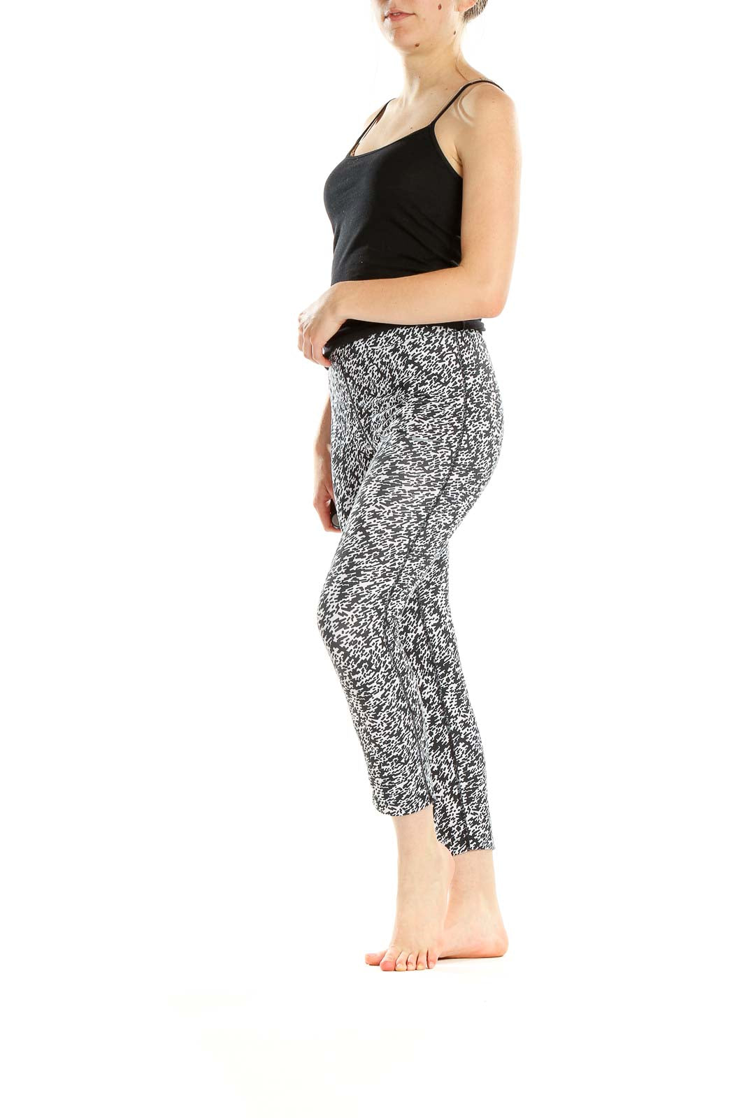 Black White Printed Activewear Leggings