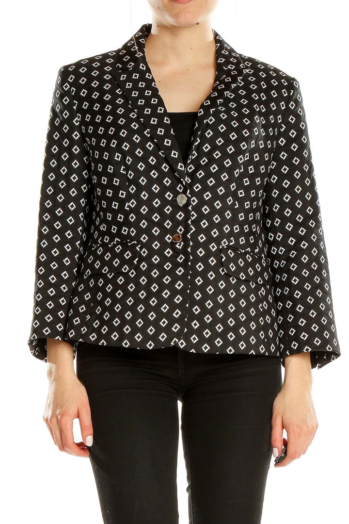 Black Printed Blazer