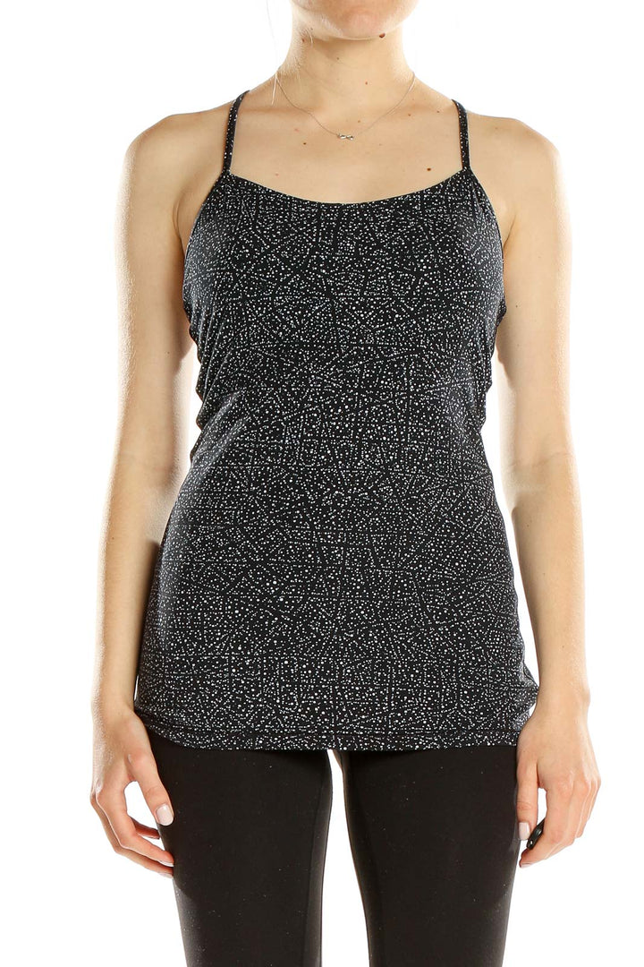 Black Printed Activewear Tank Top