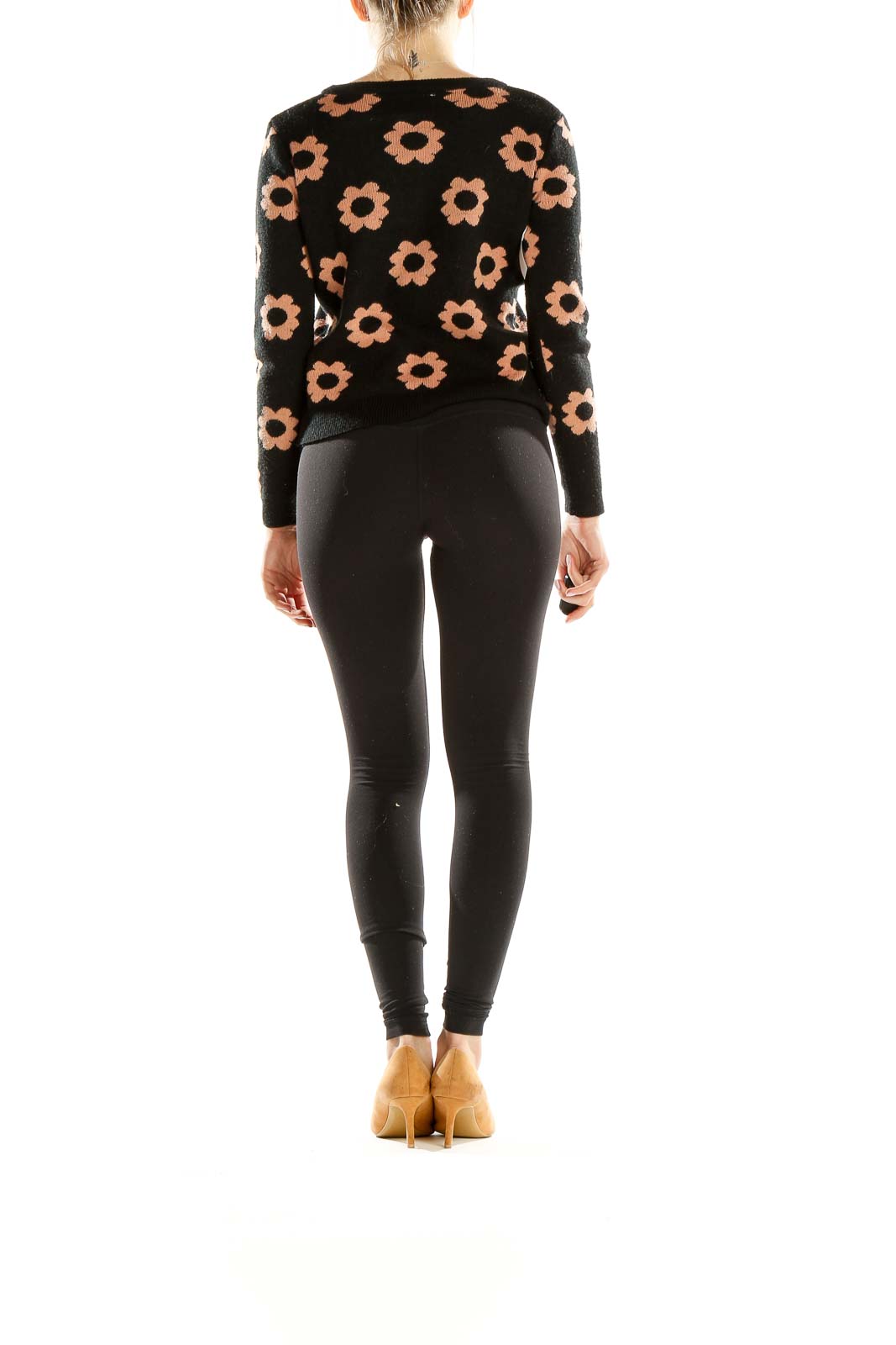 Black Flower Print Sweater