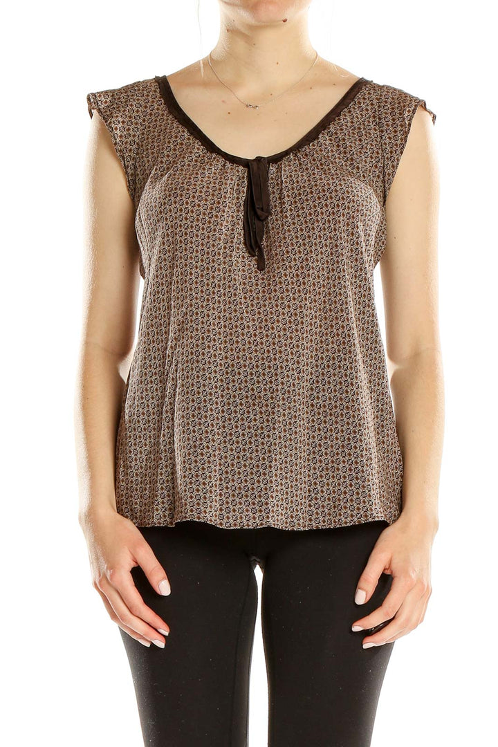 Brown Printed Silk Blouse