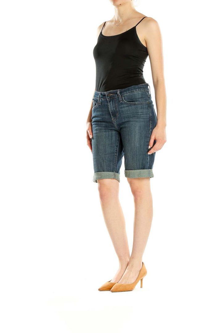 Blue Denim Casual Bermuda Shorts