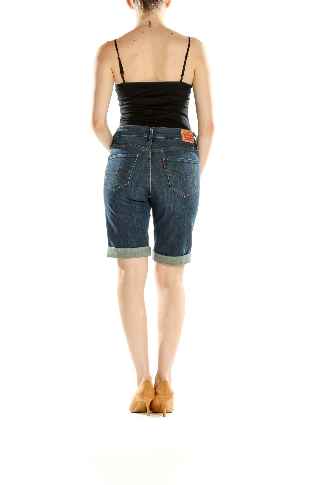 Blue Denim Casual Bermuda Shorts