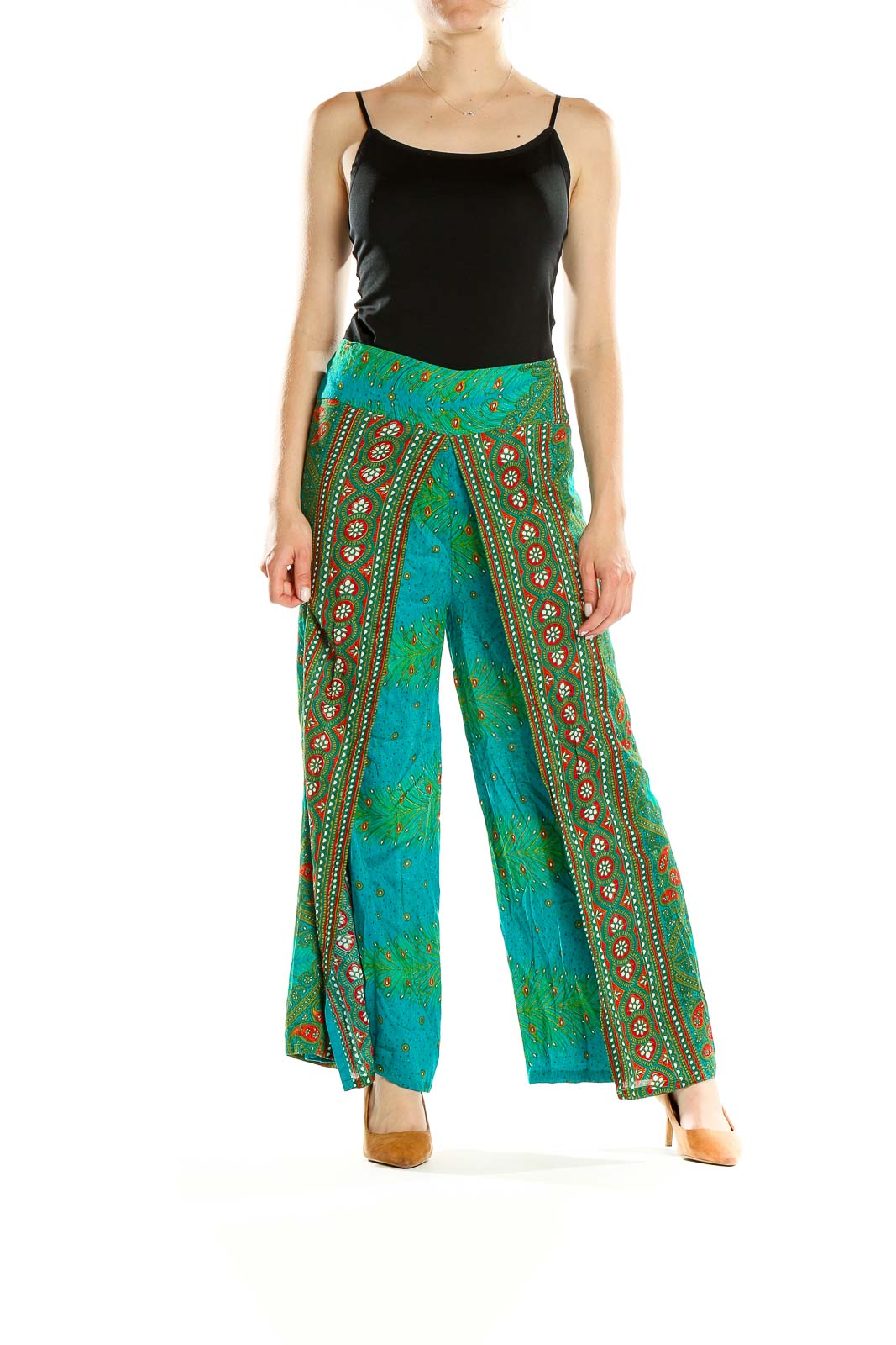 Green Printed Bohemian Pants