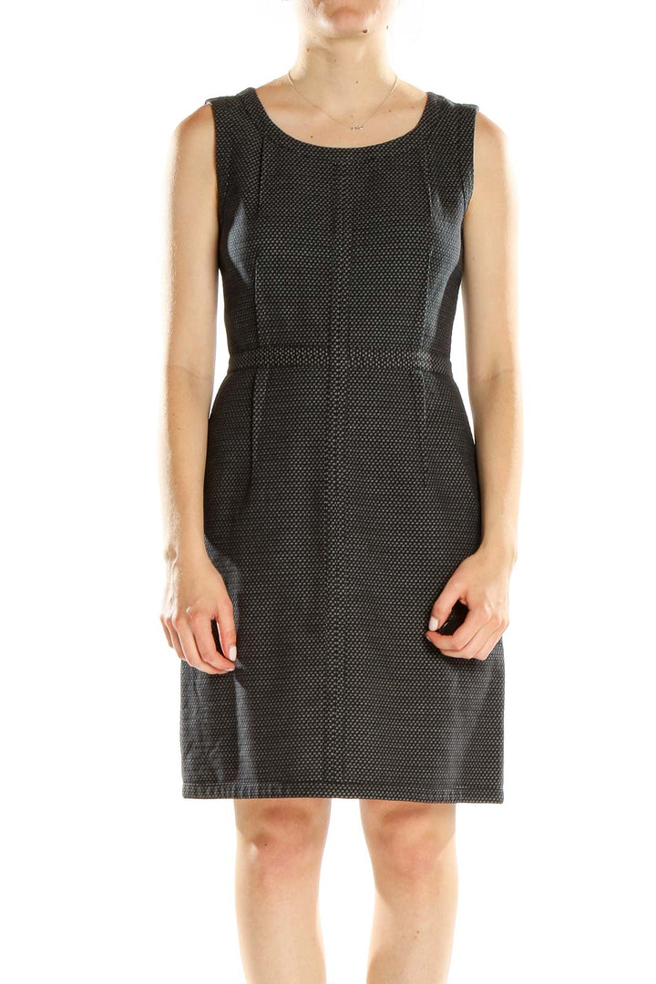 Gray Textured Classic Sheath Dress