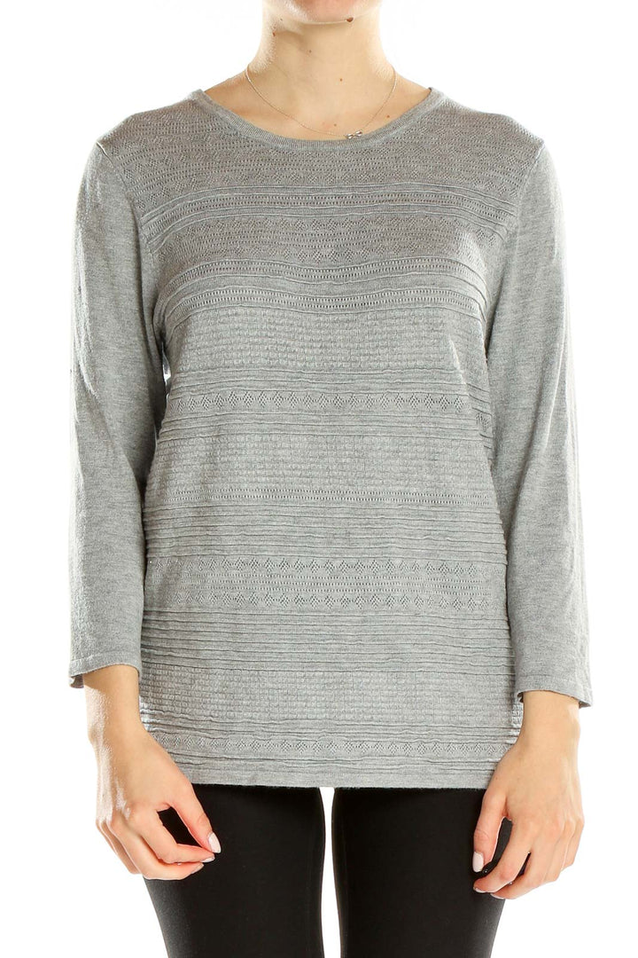 Gray Textured Casual Top