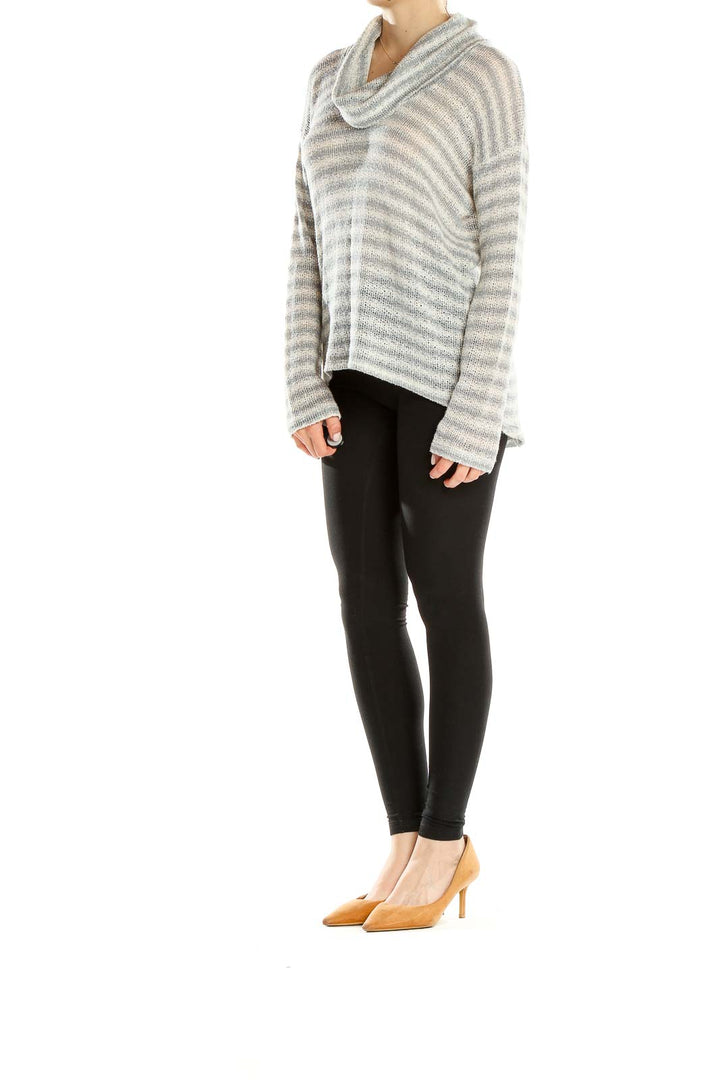 Gray Striped Knitted All Day Wear Top