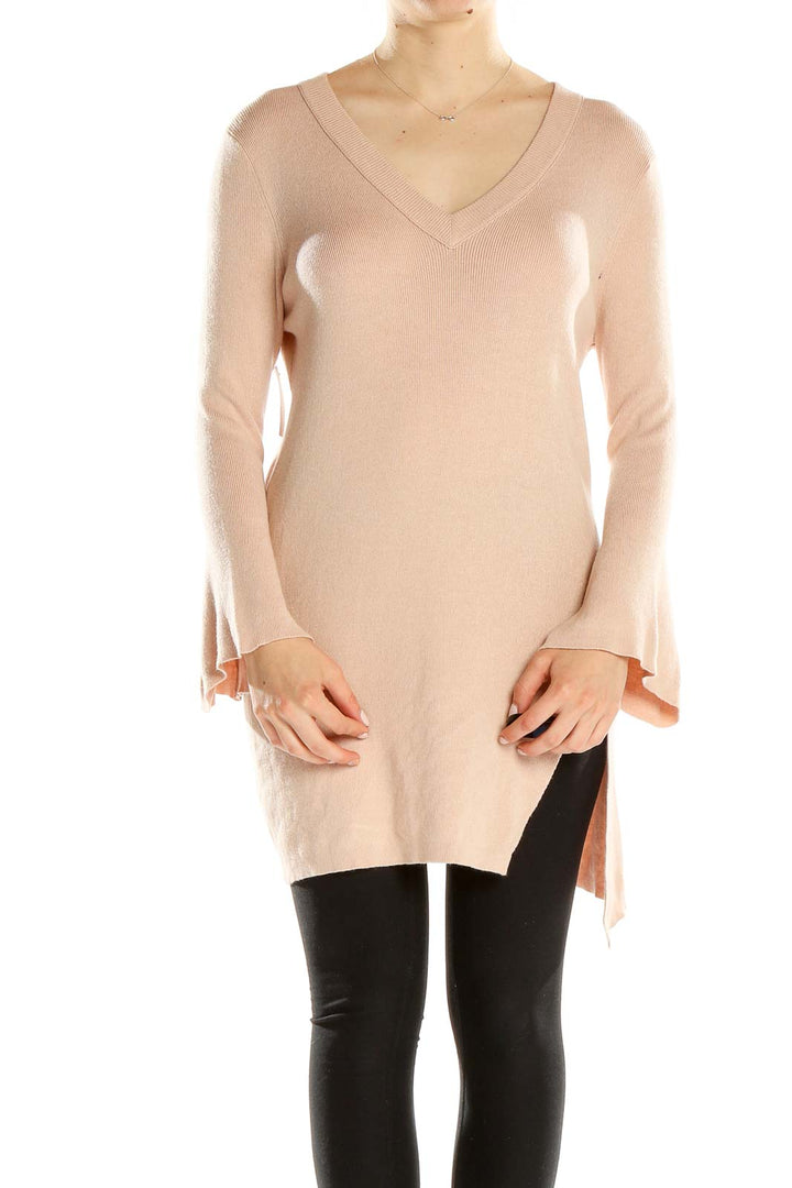 Pink Casual Knit Tunic Top