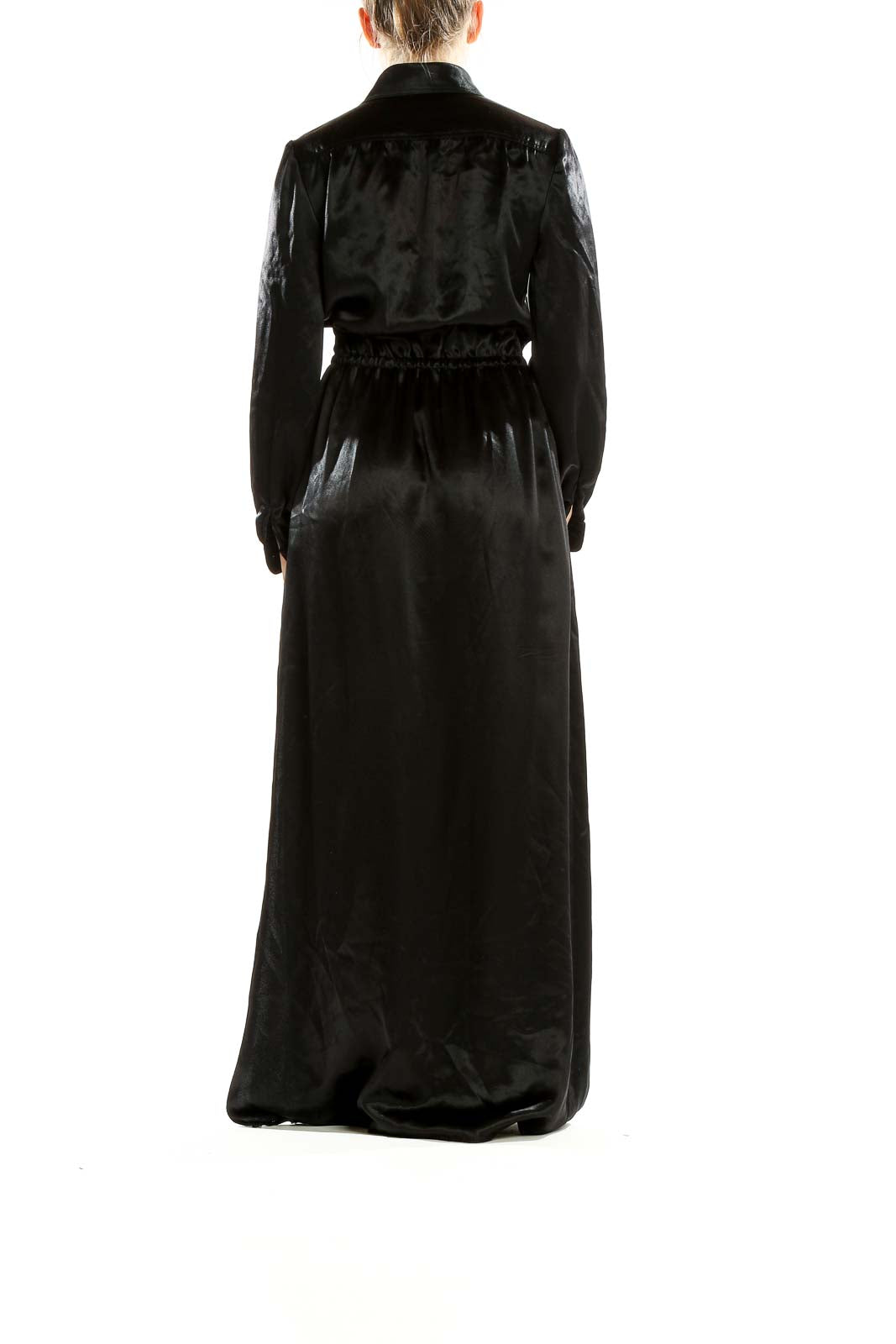 Black Vintage Long Sleeve Column Dress